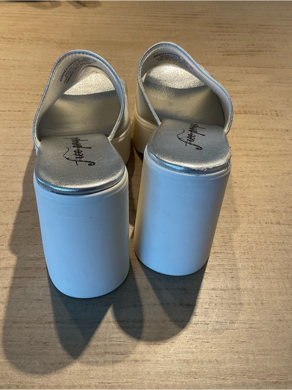 Free People Zoe Platform Leather Slide Sandal Silver - Picture 5 of 8